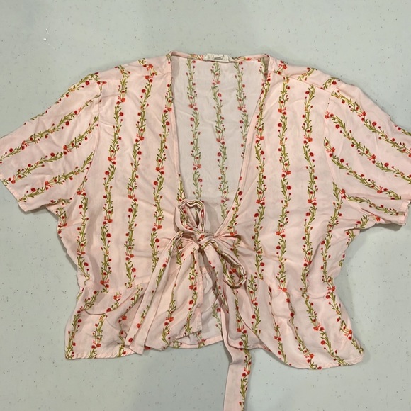 PacSun L. A. Hearts Tie Front Babydoll Crop Top - Picture 1 of 5